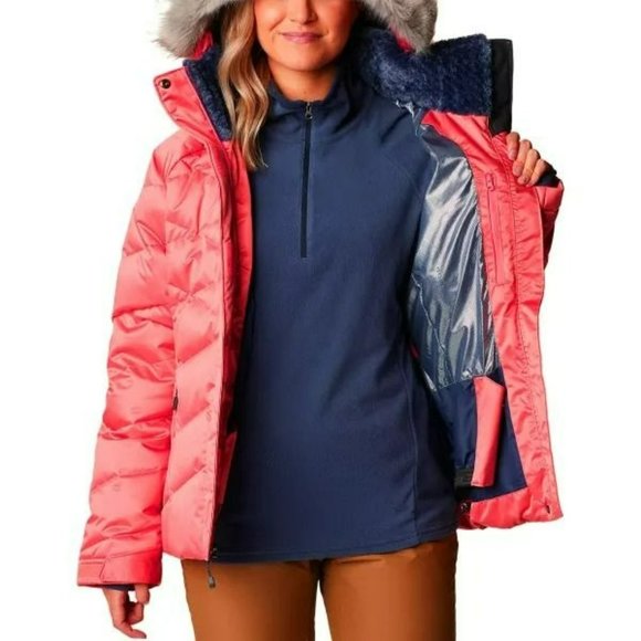 Columbia Sportswear Women's Lay D II Faux Fur Down Jacket in Neon Sunrise - Picture 3 of 10